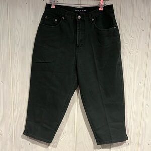 Halston Jeanswear Olive Green Crop Cotton Jeans Size 10